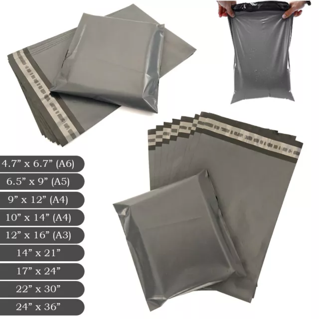 Strong Grey Mailing Post Mail Postal Bags Poly Postage Self Seal All Sizes Cheap