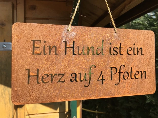 EDELROST SCHILD GARTENSCHILD viele Sprüche "Ein Hund ist ein Herz auf 4