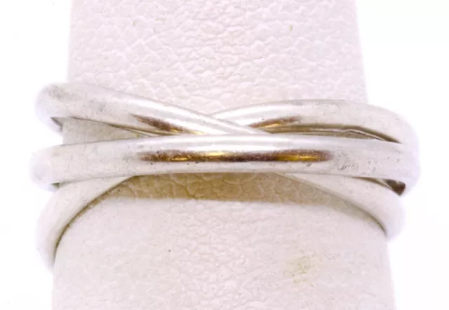 925 Sterling Silver Triple Interlocked Linked Layered Ring Band Size 5.5