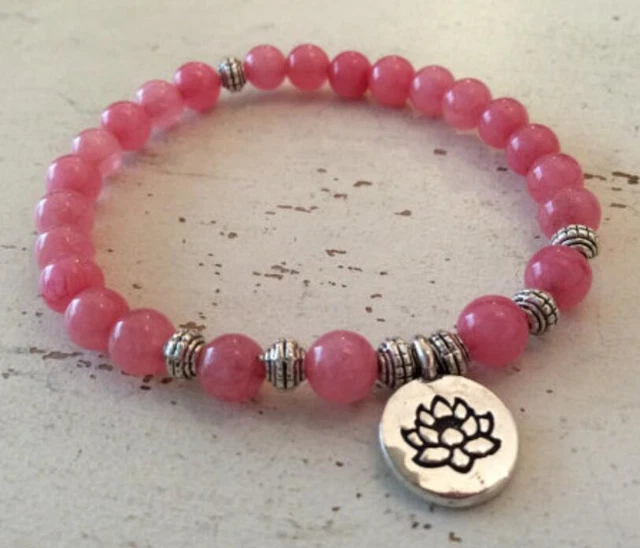 8 mm agate rose bracelets méditation sutra brassard hommes unisexes 7,5 pouces bouddhisme 2