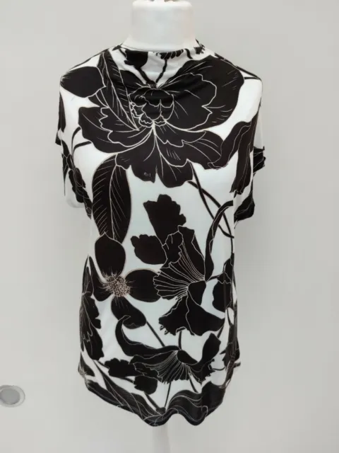 Camicia da donna nuova con etichette NEXT marrone e bianca floreale collo alto taglia 16 prezzo portaoggetti £20