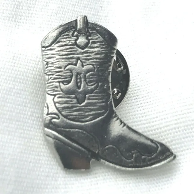 Danforth Pewter Cowboy Boot Vintage Pin Brooch 1994 Texas Signed Double Sided