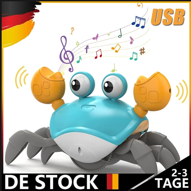 Baby Krabbelnde Krabbe Spielzeug,Sensorik Tanzende Krabbel mit Musik & Leuchten
