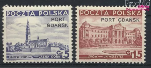 Briefmarken Polnische Post Danzig 1937 Mi 32-33 mit Falz (9975628