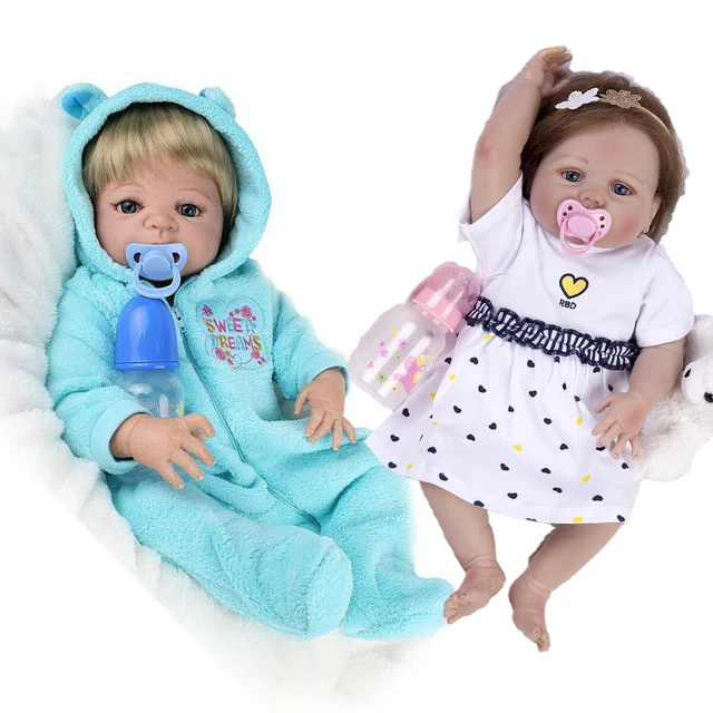 22" Reborn Baby Dolls Full Body Vinyl Silicone Newborn Gifts Boy/Girl Doll Bath