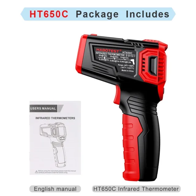 HABOTEST HT650C Infrared Thermometer Non-contact Digital Laser Temperature Gun 2