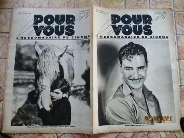 N° 17 14 Mars 1929 J Gilbert Peau De Peche  Pour Vous L'hebdomadaire Du Cinema