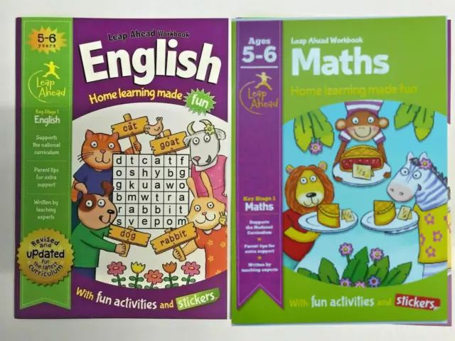 Year 1 Leapahead English Maths Home Learning Workbooks set of 2 Age 5-6 year KS1