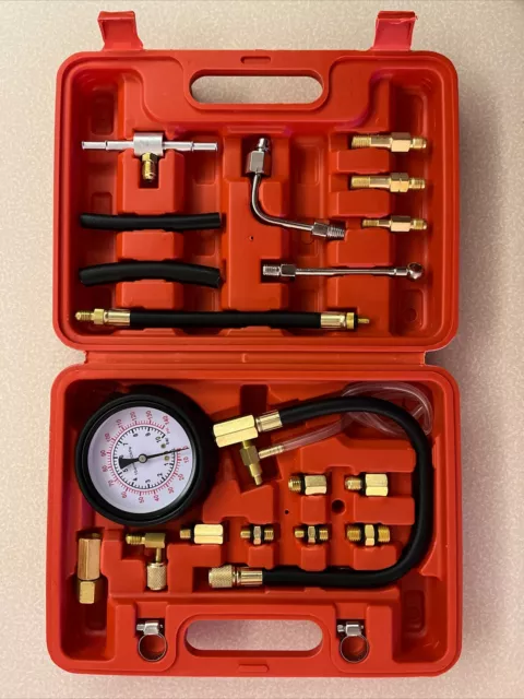 Universal Fuel Injection Gauge Pressure Tester Test Kit Car System Pump Tool Set