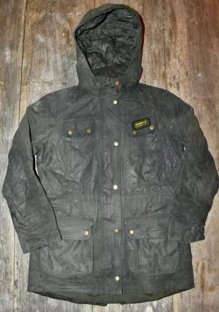 BARBOUR INTERNATIONAL GREEN Waxed Cotton Hawkstone Parka Jacket