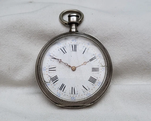 ANCIENNE MONTRE GOUSSET en Argent 800 remontoir à clef couronne blanche