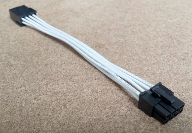 8 Pin PCIE Graphics Card GPU Power Supply PSU Extension Cable - 16awg White 30cm