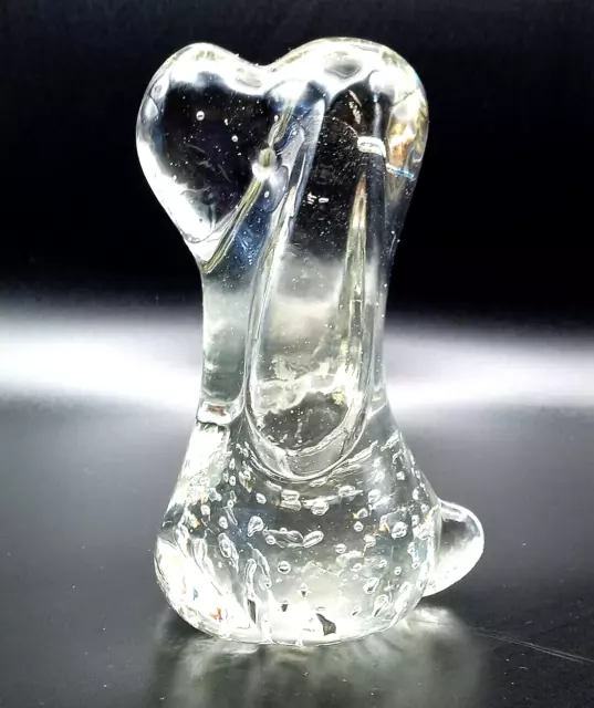Vintage Leonard Towle Hand Blown Hound Dog Paperweight w/ Bullicante Bubbles