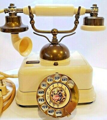 Vintage Rotary Dial Telephone 1965 Metal French Provincial Made in Japan Nice