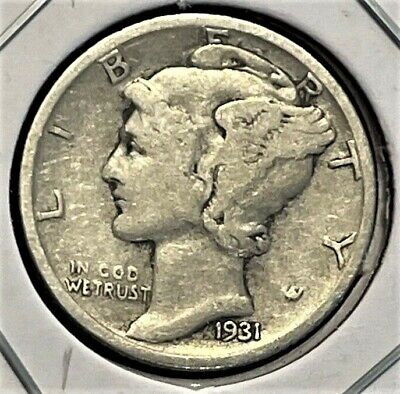 1931 S Mercury Dime circulated 90% Silver Very Good VG to Fine F