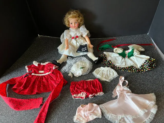 Vintage 12" SHIRLEY TEMPLE DOLL IDEAL 3 Additional Original Outfits, Purse 1950s