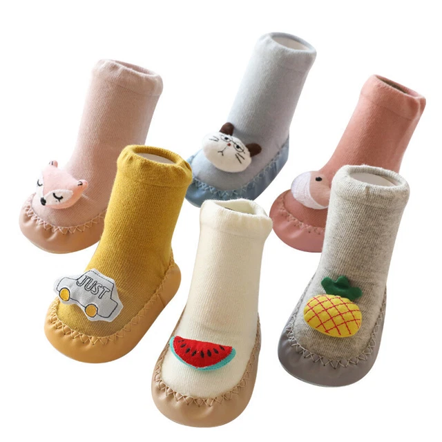 Baby Toddler Anti-slip Slippers Booties Girl Boys Kids Cotton Socks Shoes Cartoo