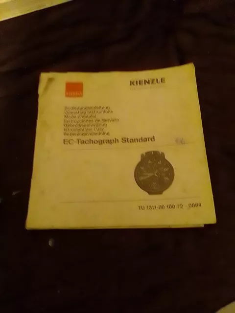 Kienzle EC-Tachograph Standard Operating System Booklet For Tu13110010072.0884