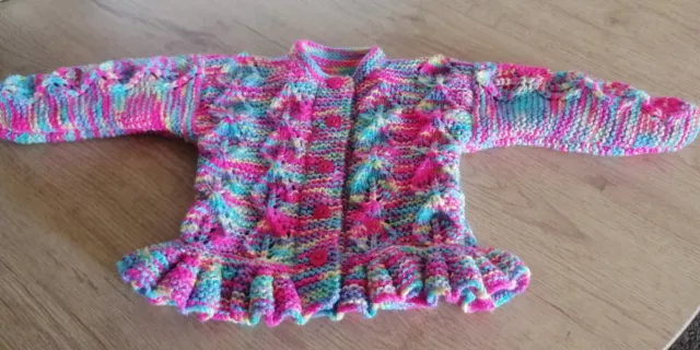 New Hand Knitted Cardigan For 3-6 Month Baby Girl