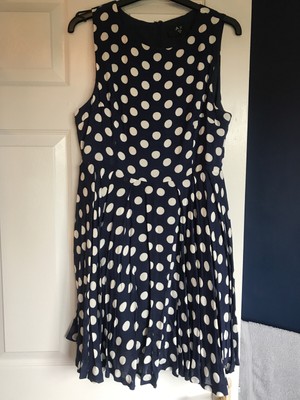 ax paris navy with white spots dress 14