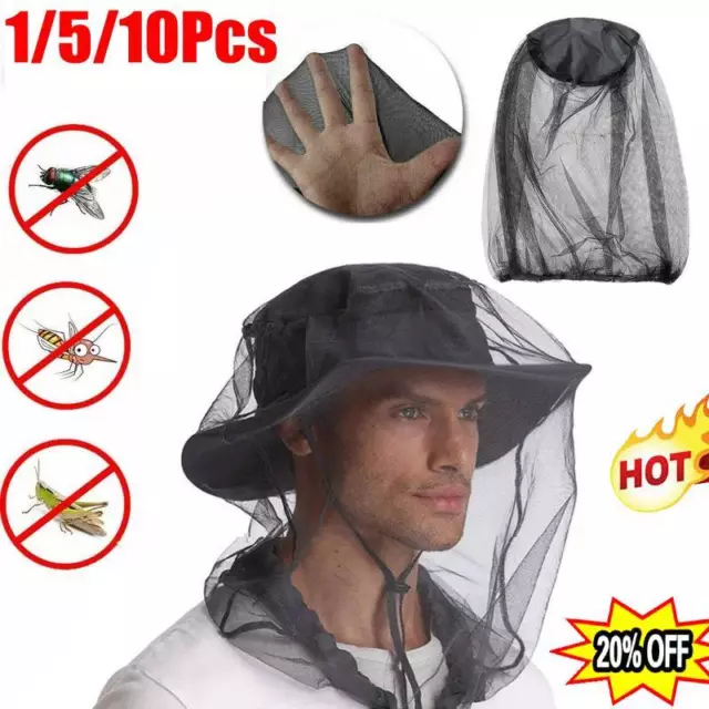 1/5/10 Midge Mosquito Insect Hat Bug Mesh Head Net Face-Protector