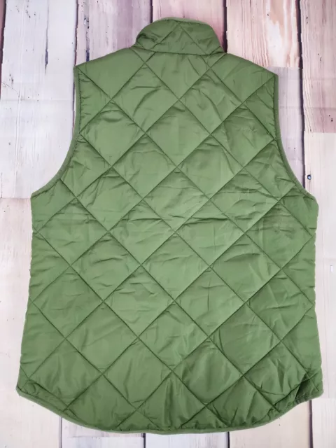 J Crew Size Small Factory Quilted Puffer Vest Green Full Zip G7520 Snap Pockets 3