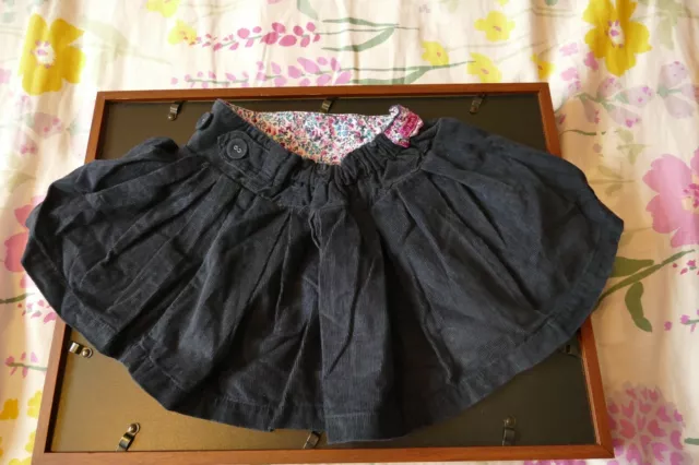 jojo maman bebe Fine Cord Navy Pleat Skirt Girls 12-18 Months - Used Immaculate