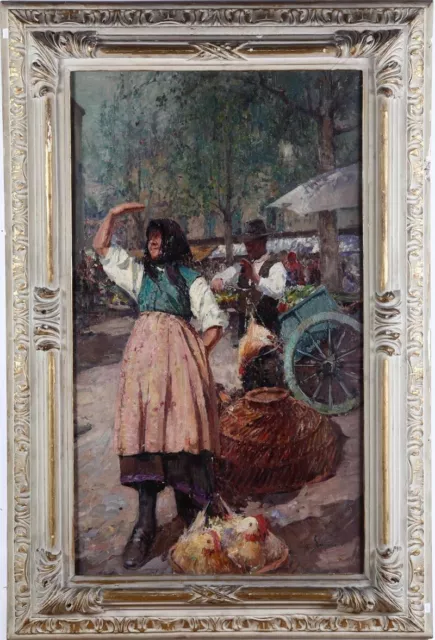 Alessandro LUPO (1876 - 1953) SCENA DI MERCATO (66 x 115,5) olio su tela