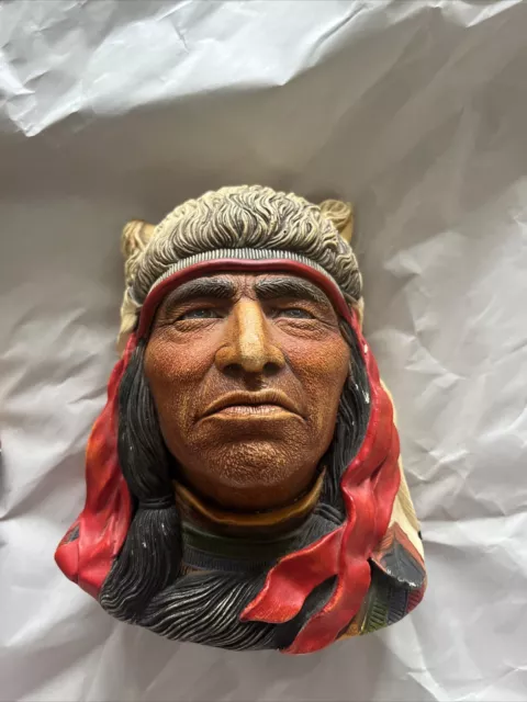 Vintage Made in England *Crazy Horse* Chalkware Head Bust