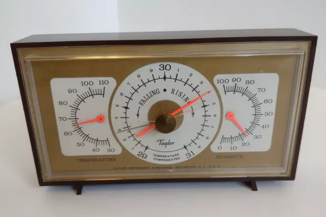 Vintage Desk Weather Station Thermometer Humidity Barometer Taylor Instruments