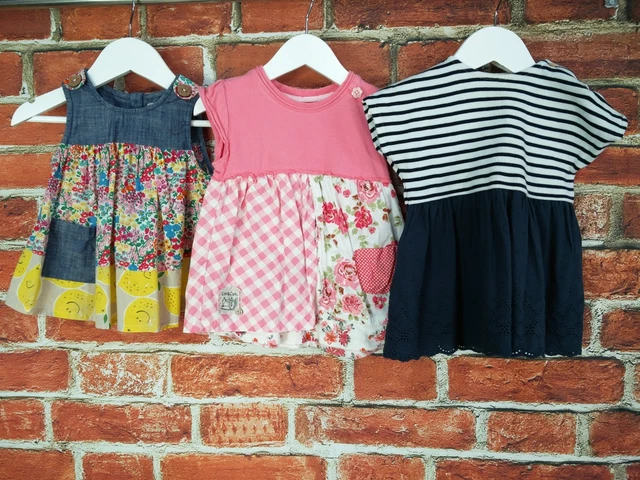 Pacchetto Bambine Età 9-12 Mesi Next Zara Abiti Estivi A Righe Floreali 80Cm