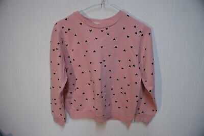 H&M Girls Heart Print Sweat Shirt -Pink- Age 9-10 Years (Na30)