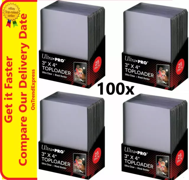 100 Ultra PRO Regular BLACK 35pt Card Toploaders Toploader Top Loaders 4x 25ct