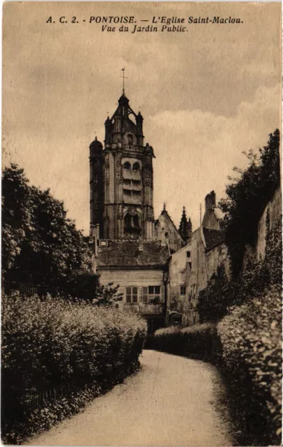 CPA Pontoise Eglise St Maclou vue du Jardin Public (1319702)