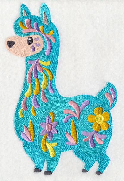 Embroidered Sweatshirt - Flower Power Baby Llama M7042