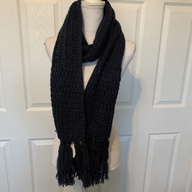 Sole Society Long Cable Knit Scarf Navy Blue NWT!!