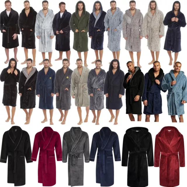 Mens Dressing Gown Luxury Fleece Robe Bathrobe M, L, XL, XXL, 3XL, 4XL, 5XL