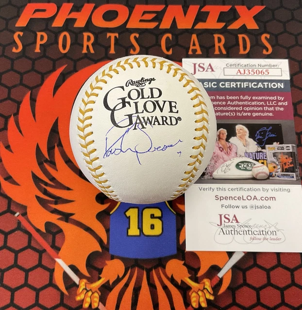 DANSBY SWANSON Signed Autographed Gold Glove Award Baseball Auto JSA AJ35065 DANSBY SWANSON Signed Autographed Gold Glove Award Baseball Auto JSA AJ35065