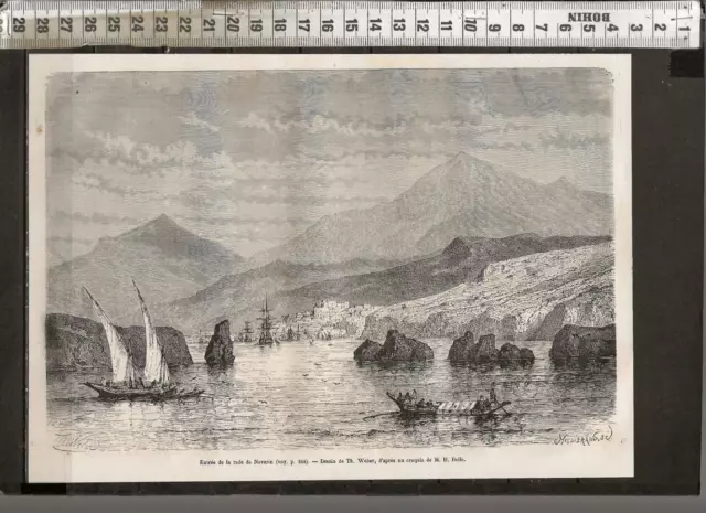 G442 / Gravure  / Entree De La Rade De Navarin