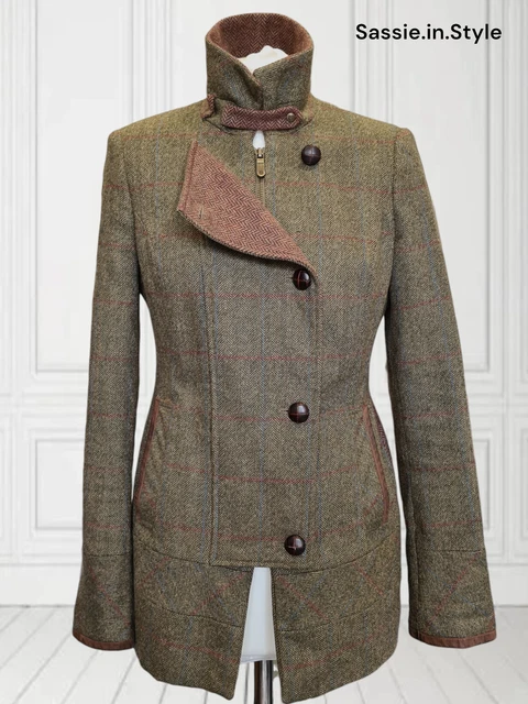 8 DUBARRY WILLOW MOSS Tweed hacking Jacket. Blazer Green Woven Wool Check 164.00 PicClick UK