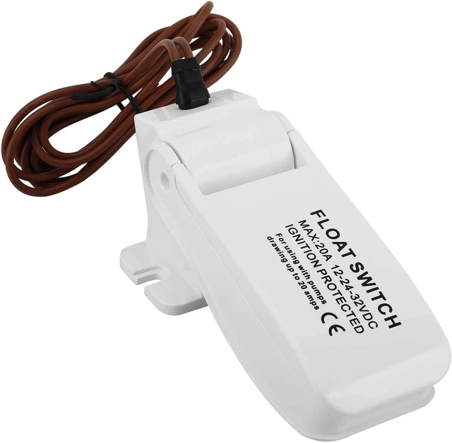 White Marine Bilge Switch Float Switch Max 20A 12-24-32 V Ignition Protected