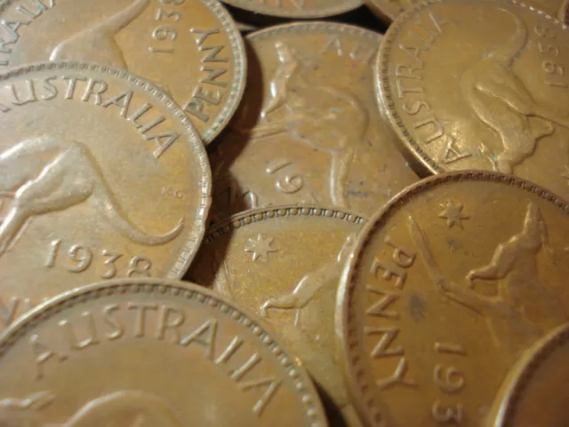 Australian 1938 Penny Coin Copper Antique Fine To Very Fine