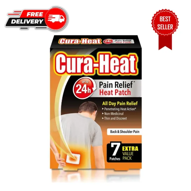 Cura-Heat Back & Shoulder Pain Patches -7 Pack 24-Hour Relief Target Heat action