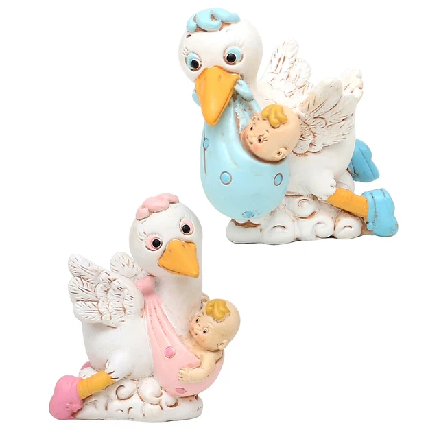 2er Set Klapperstorch mit Baby blau/rosa aus Polyresin 3x5x5 cm 25 0273 2er Set Klapperstorch mit Baby blau/rosa aus Polyresin 3x5x5 cm 25 0273