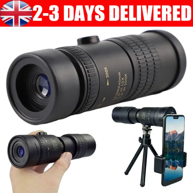 4K Super Telephoto Lens Zoom 10-300x40mm HD Night Vision Monocular Binoculars