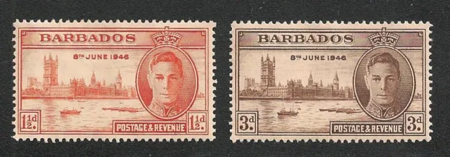 BARBADOS stamp Scott# 207-208 MNH KGVI Peace Issue 1946 Great Britain
