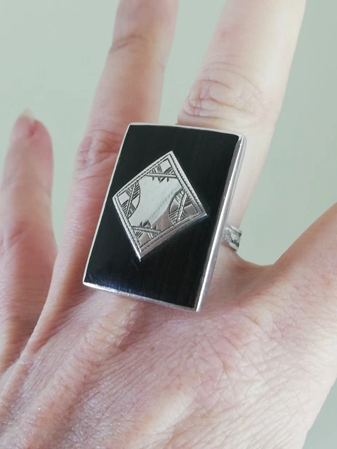 Bague Alliance Ancienne En Argent 925 - Grenat - Taille 51 - Occasion