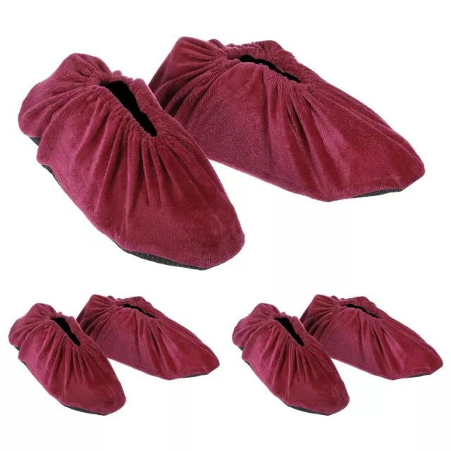 3Set Shoe Covers, Reusable Thicker Shoe Protector Covers for Indoor, Wine Red