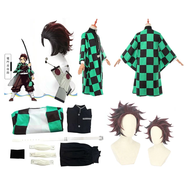 Demon Slayer Kimetsu no Yaiba Kamado Tanjirou Halloween Full Set Costume Cosplay