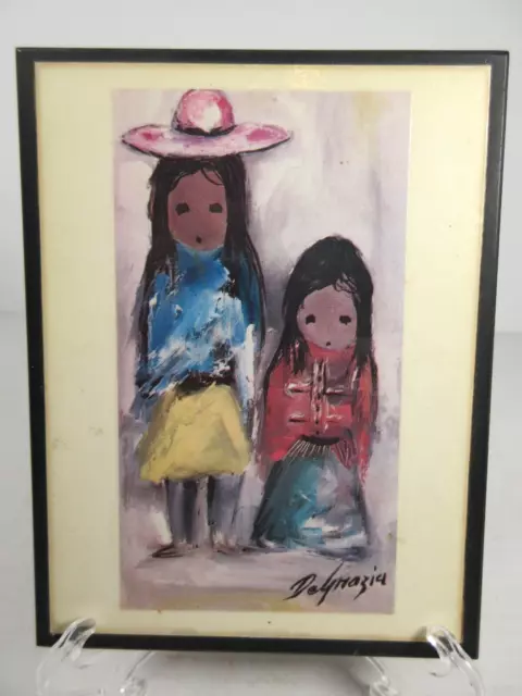 DeGrazia Crystal Tile Native American Girls Yellow Red Blue Green Signed